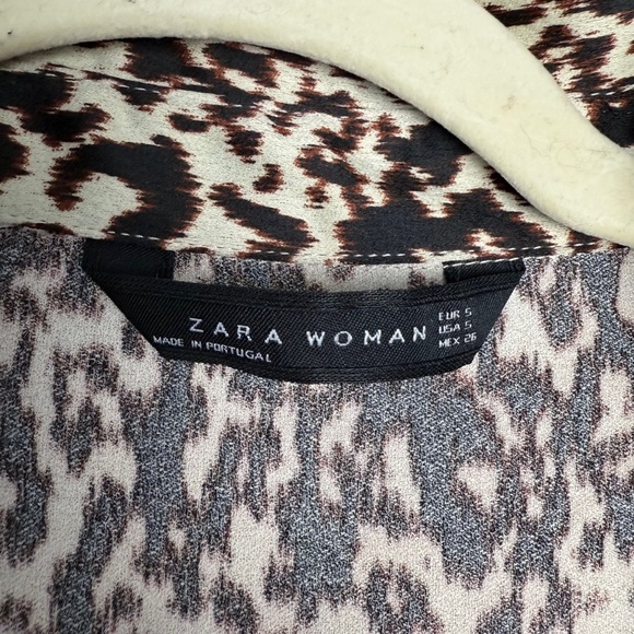 Zara Leopard Animal Print Button Front Oversized Tunic Top Size S Long Sleeve - Picture 6 of 9